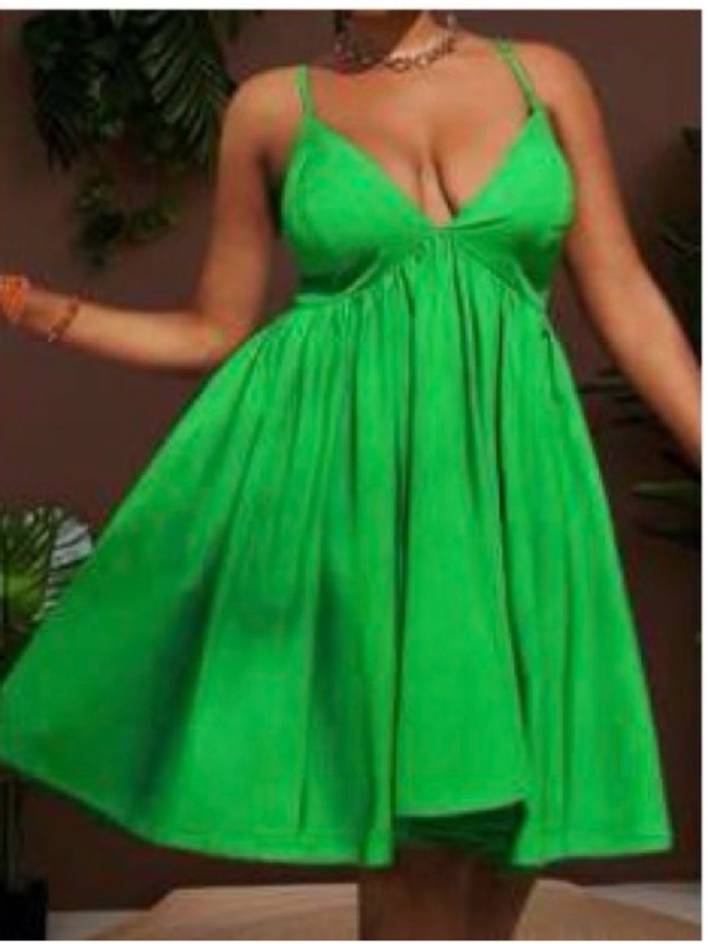 Vibrant Green Spaghetti-Strap Mini Dress